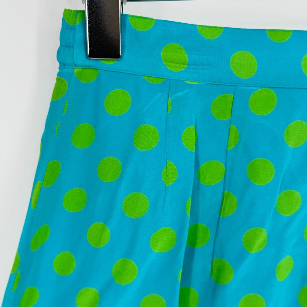 Doncaster skirt women's 8 100% silk pencil polka dot lined blue green career NEW - Picture 5 of 10
